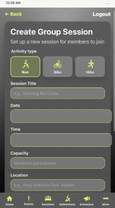 Create group session form