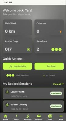 User home screen with weekly stats